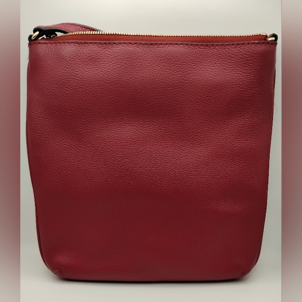 MK Red Elegant Leather Crossbody Bag Pebble Leather (9"H×8"L) - Picture 2 of 6